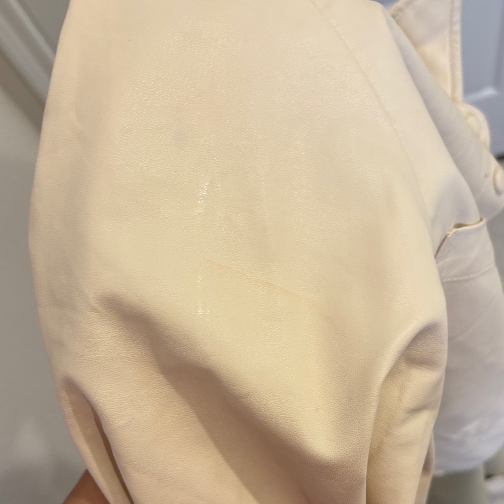 Zara Cream Faux Leather Overshirt Shacket Button Front Jacket XL - Picture 6 of 6
